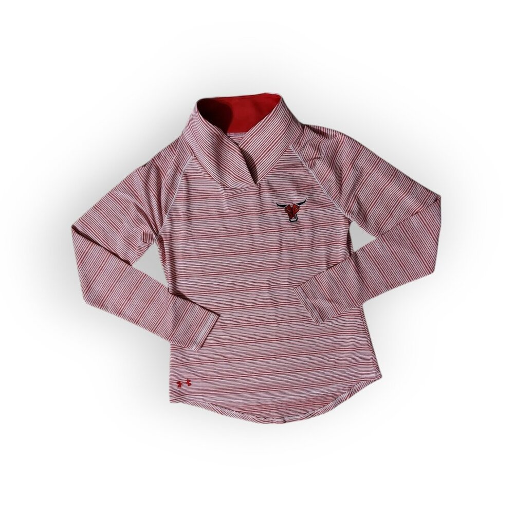 Under Armour Spanish Fort AL Toro Pullover Mock Neck Red White Shirt Top M NWT